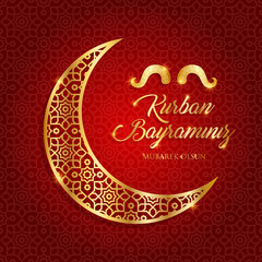 kurban bayrami, islamic festival of sacrifice, eid-al-adha mubarak greeting card vector illustration