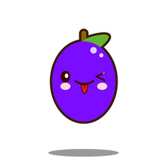 Cute plum fruit cartoon character icon kawaii Flat design Vector Illustration