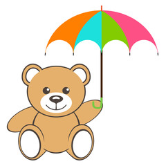 Toy bear with colorful umbrella