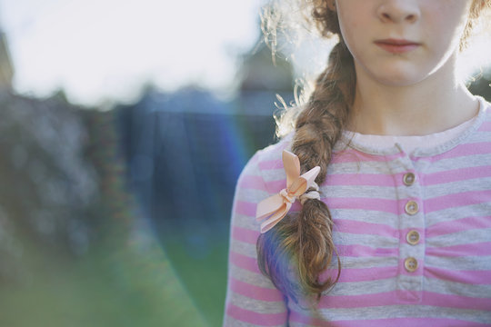Portrait of a girls braid
