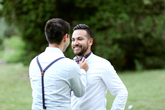 Couple facing each other