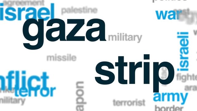 Gaza strip word cloud animation on white background