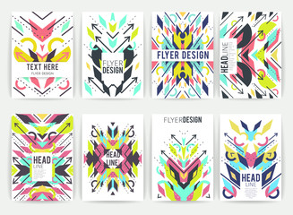 Fototapeta na wymiar Set of geometric abstract colorful flyers