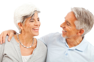 Happy Senior Couple On White Background