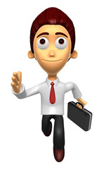 3D Business man character on Running. Work and Job Character Design Series.