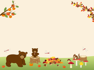 秋の森の動物たち