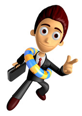 3D Business man Mascot Pointing fingers gesture of anger wearing a tube. Work and Job Character Design Series.