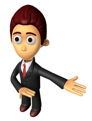 3D Business man mascot Suggests the direction. Work and Job Character Design Series.