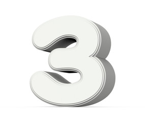 white number 3