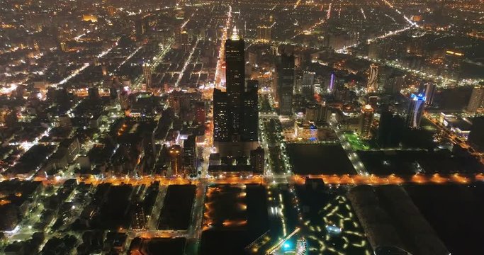 Aerial view of the city in Kaohsiung at night