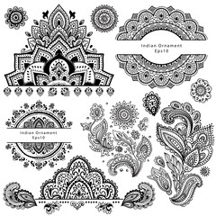 Set of ornamental Indian symbols