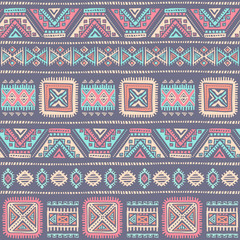 Tribal Aztec vintage seamless pattern - obrazy, fototapety, plakaty