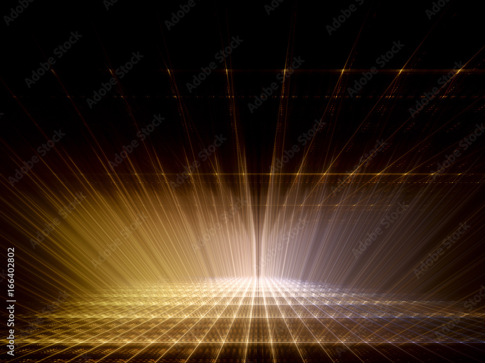 Poster abstract background. fractal graphics series. three-dimensional composition of textured grids. yello