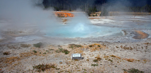 Spouter Geyser in the Black Sand Basin in Yellowstone National Park in Wyoming United States