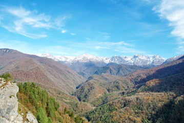 Fototapeta na wymiar A beautiful mountain landscape. Samegrelo, Upper Svaneti, Georgia.