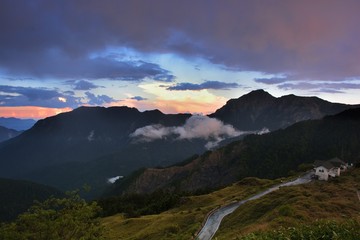 Mountain sunset in the Hehuan Mountain (Altitude 3158m),Taiwan.