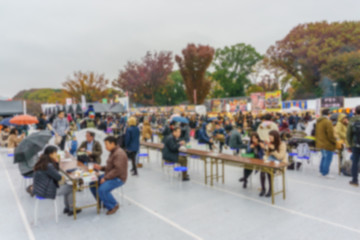 Abstract blurred of outdoor market in ueno park