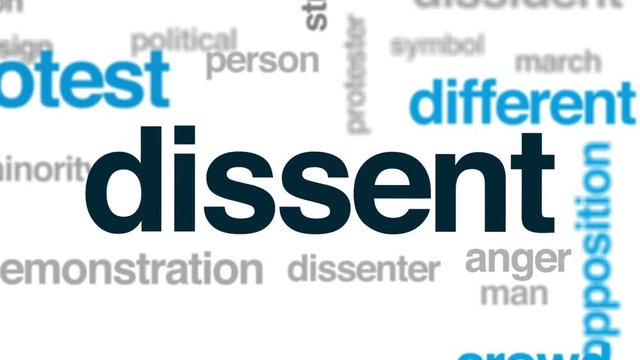 Dissent animated word cloud, text design animation.