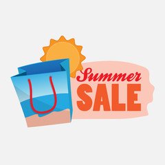 Summer Sale with Shopping Bag Illustration Banner promotion