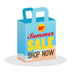 Summer Sale with Shopping Bag Illustration Banner promotion