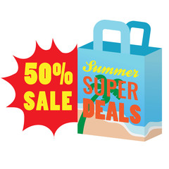Summer Sale with Shopping Bag Illustration Banner promotion