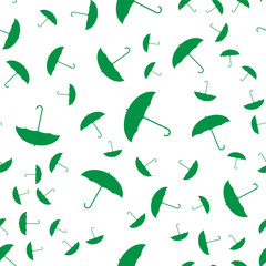 Vector seamless abstract pattern. Green umbrellas on white background