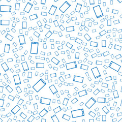 Vector seamless abstract pattern. Blue smartphones on white background