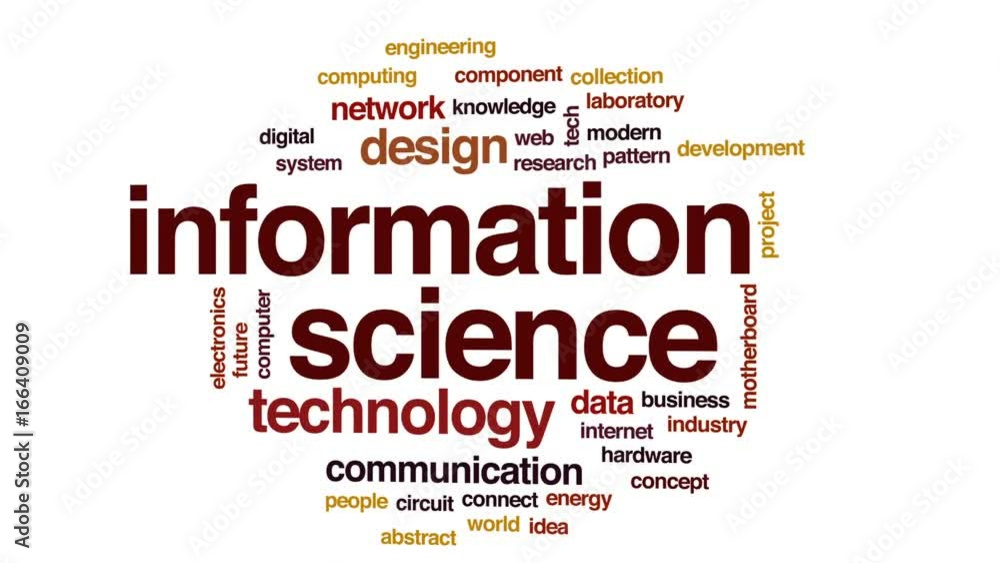 Poster information science animated word cloud, text design animation.