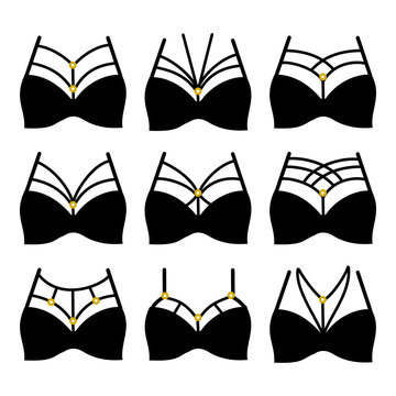 Caged bras collection vector set
