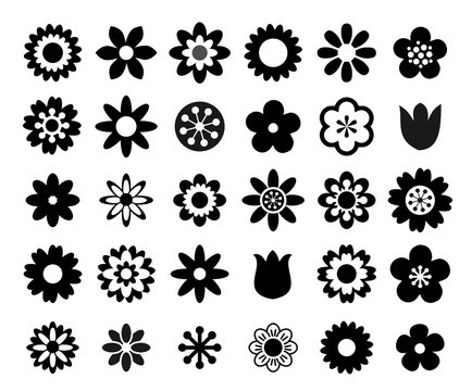 Flower icon vector set