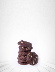 Cookies or Almonds chocolate cookies on background.