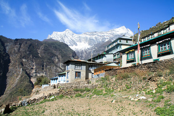 Shot from the Everest Basecamp trail at Namche Bazaar in Nepal