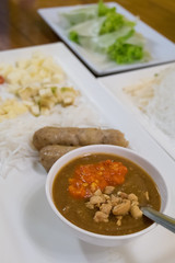 Vietnamese meatball wraps with vegetables (Nam-Neaung)