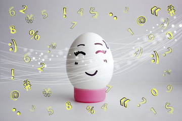 Egg cheerful face alone concept of cute smile