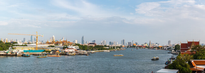 Chao Phraya River view of Tha Chang pier and  the Grand Palace