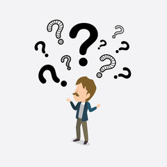 businessman with question mark isometric concept