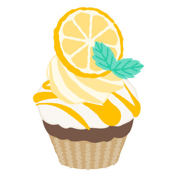 vector illustration of a cupcake with simple touch