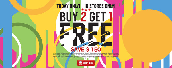 Buy 2 Get 1 Free Banner Vector Illustration