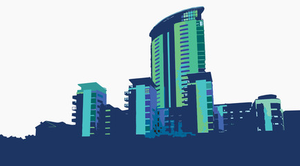 Vector Swansea Marina Skyline Blues Illustration