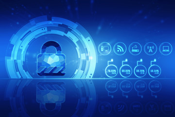 2d illustration Safety concept: Closed Padlock on digital background