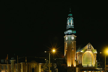 Fototapeta premium Luxembourg city night view railway station