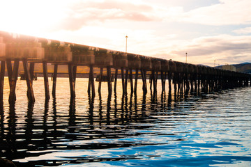 Wooden pier in the western fjord, Iceland.