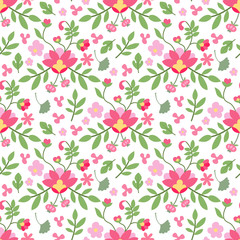 Seamless pattern flowers and leaves.