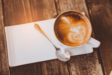 Cup of coffee with beautiful Latte art