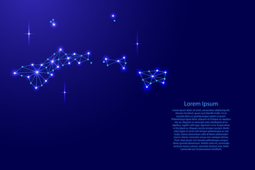 American Samoa map of polygonal mosaic lines network, rays and space stars of vector illustration.