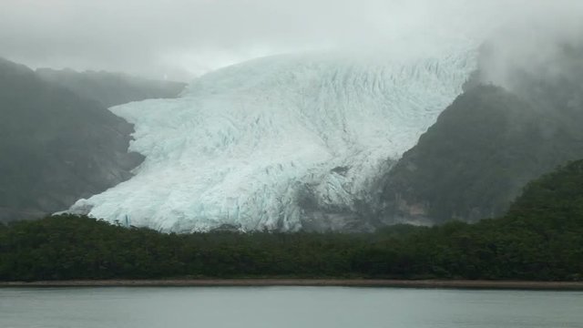 View from ship of huge glacier at Beagle Channel, Patagonia