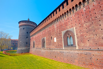 Bastion and bulwark of the Sforza Castle, Milan (super wide angle)