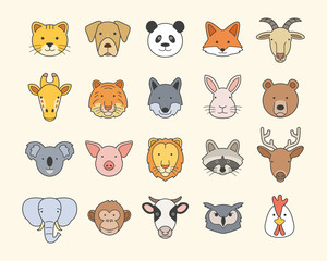 Set of Cute animal Heads