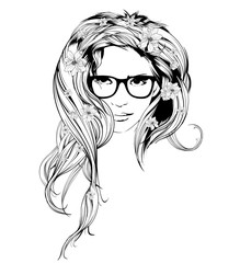 Vector Sketch. Beauty girl face on a white background