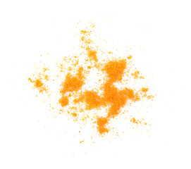 Turmeric powder on white background